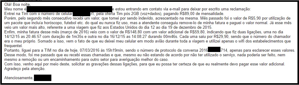 Reclamaçao TIM
